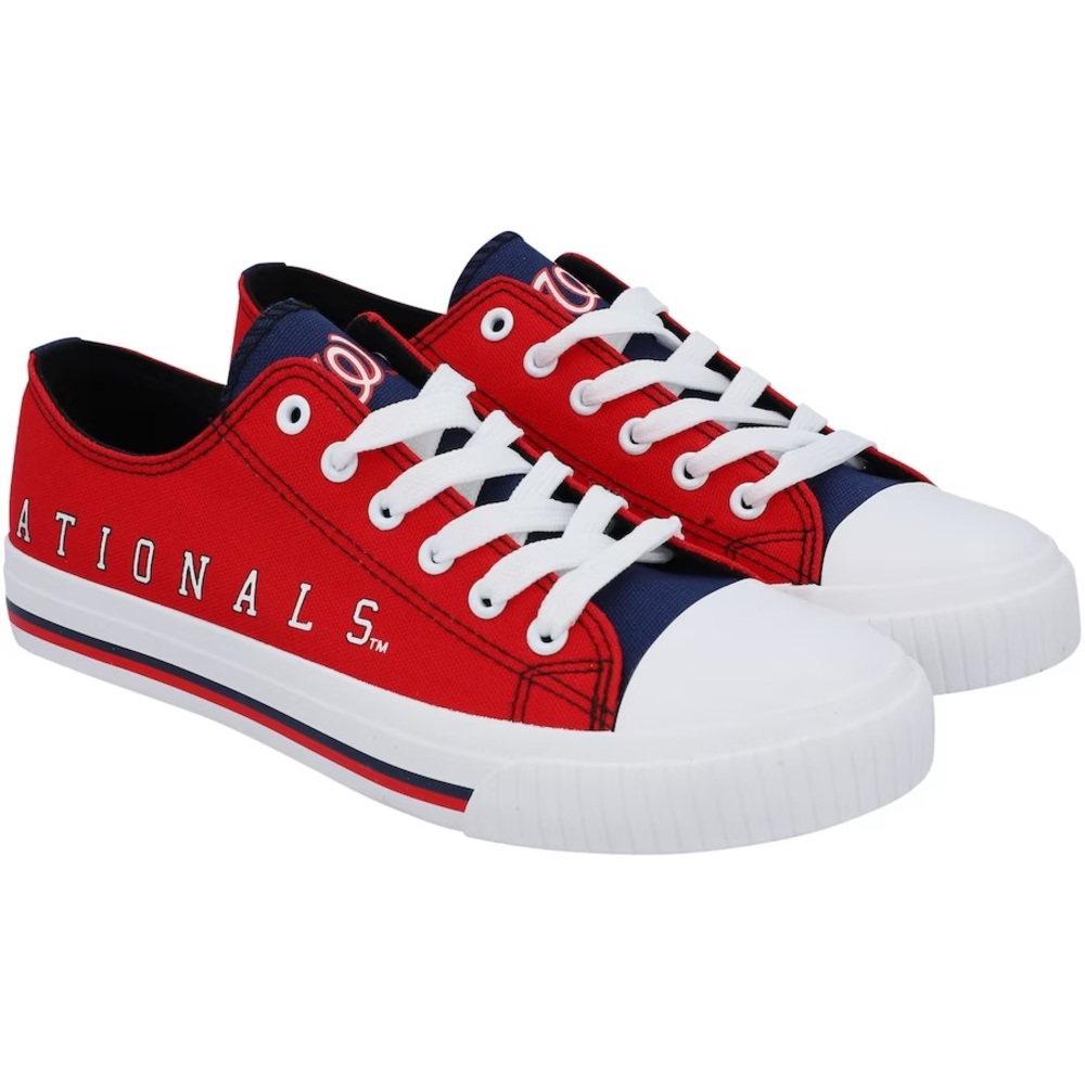 FOCO Washington Nationals Tonal Wordmark Canvas Shoe Red, Men's Size 10